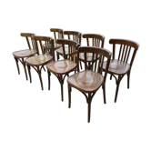Lot of 8 chairs bistro in vintage curved wooden