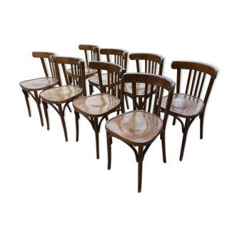 Lot de 8 chaises bistrot en bois courbé vintage