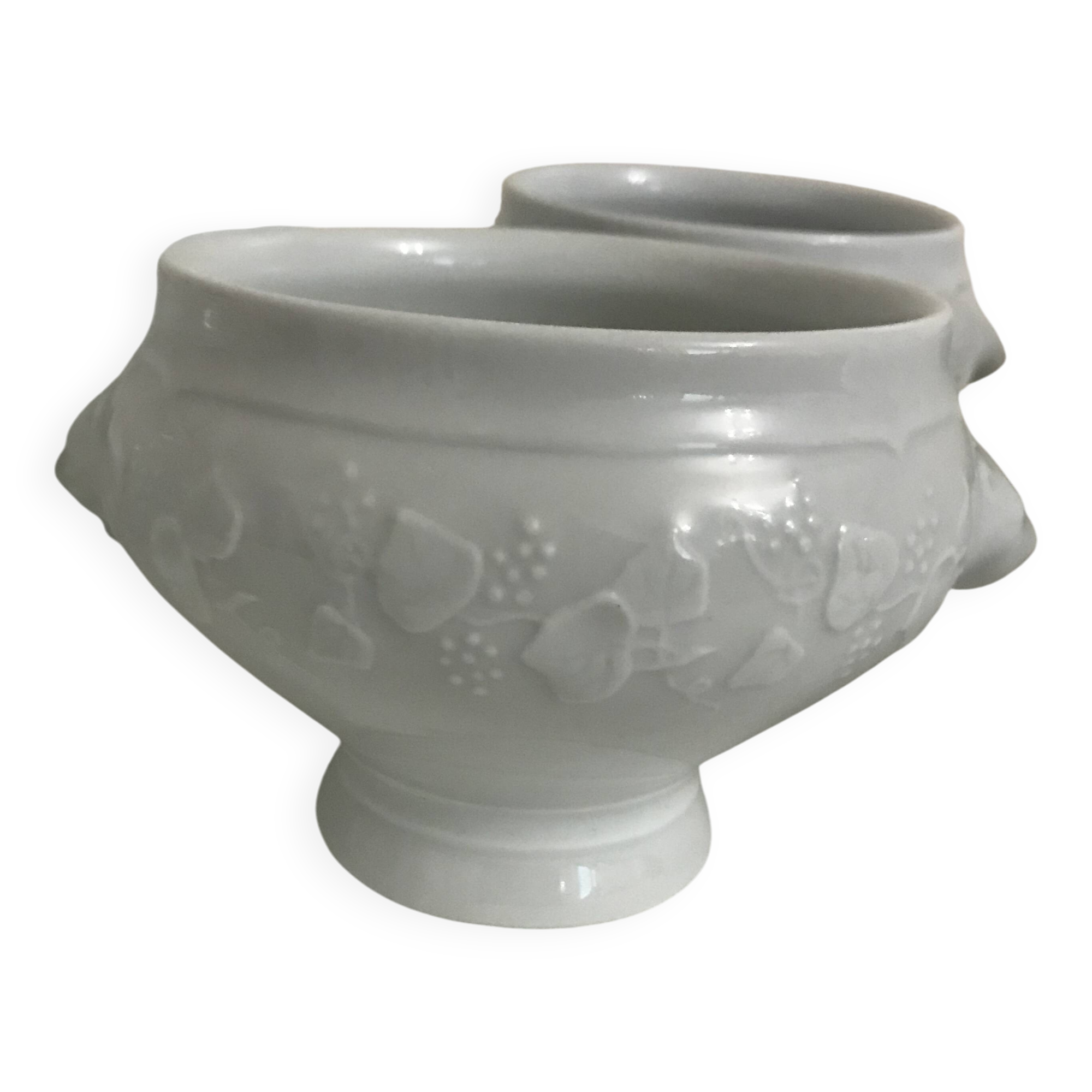 6 white porcelain broth bowls Wild Ivy