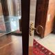 Antique English wooden display cabinet - Curved legs & 3 shelves