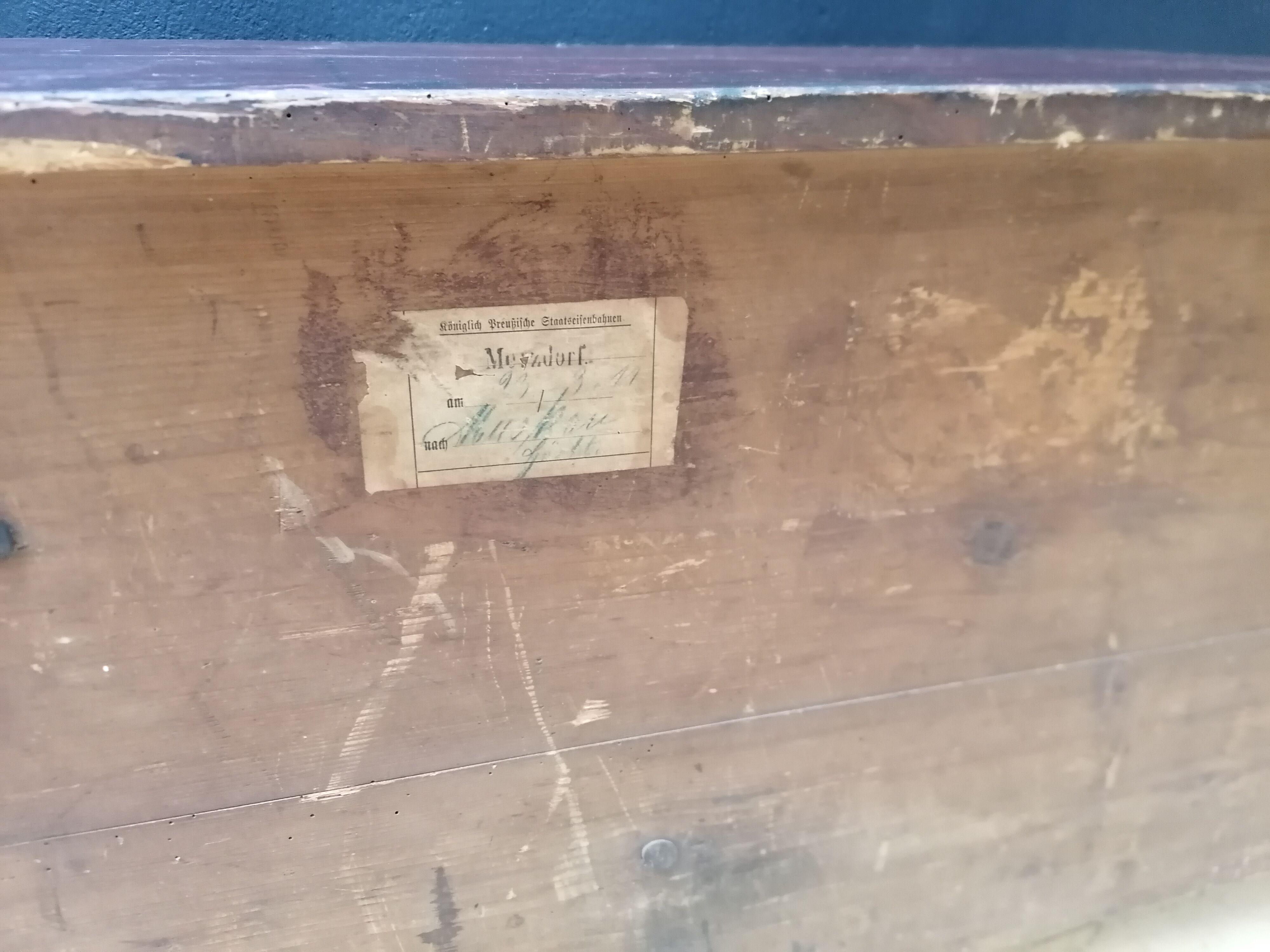 Large vintage chest old wooden trunk