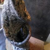 Louis Giraud's twisted double vase in Vallauris ceramic foam