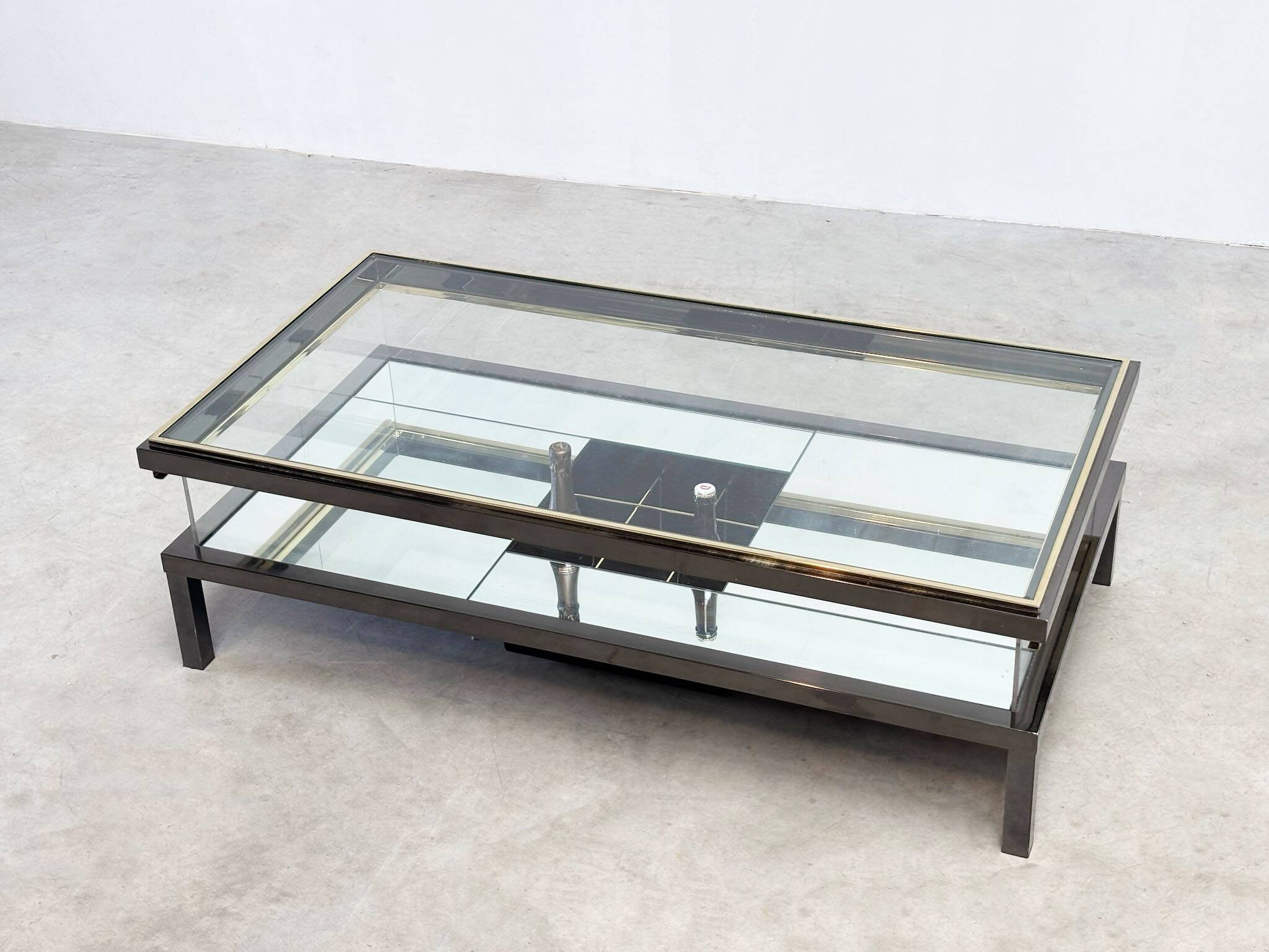 Rare Maison Jansen (attr.) sliding coffee table with bottle holder
