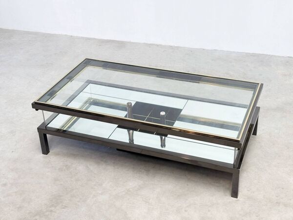 Table basse coulissante avec porte-bouteille attribuée à Maison Jansen