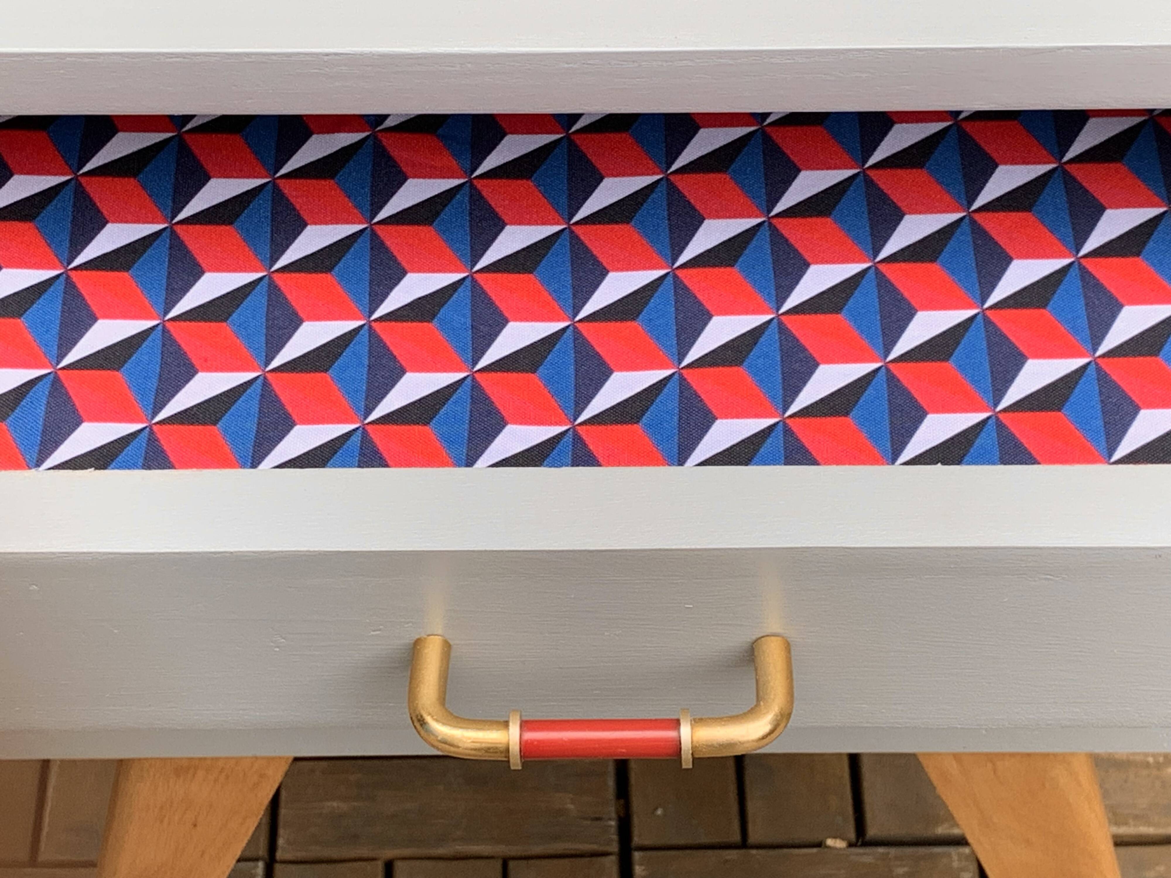 Pair of vintage 1950s compass foot bedside tables