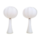 Pair of mid-century opaline glass table lamps with cotton shades by Bergboms, Sweden, 1960.