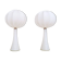 Pair of mid-century opaline glass table lamps with cotton shades by Bergboms, Sweden, 1960.