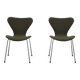 Pair of 'Series 7' chairs in green fabric by Arne Jacobsen for Fritz Hansen, 1980