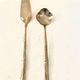 Vintage dessert cutlery duo, golden bamboo, Hollywood Regency - here