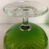 Trio of green glass vases Empoli Italy