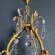 Louis XV style bronze chandelier with crystals and 6 lights