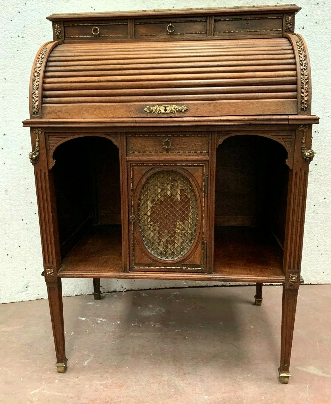 20th century walnut cylinder lady's desk