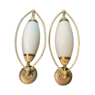 Italian opaline glass sconces