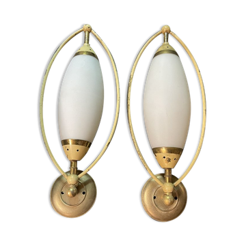 Italian opaline glass sconces