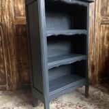 Antique mini oak bookcase – small 19th-century library with slate patina, a lovely rarity.