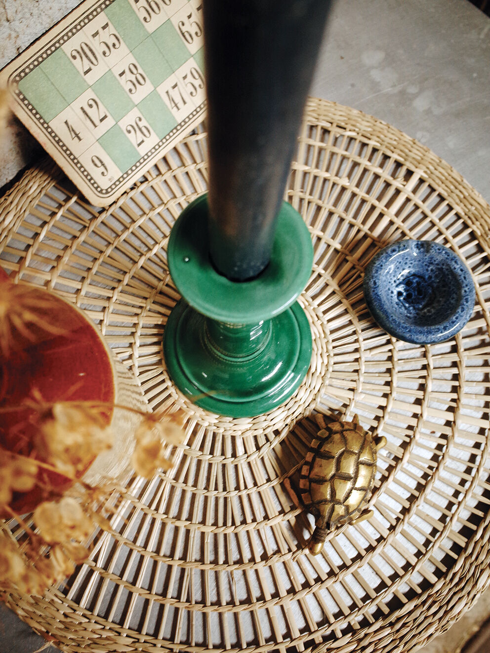 Glazed ceramic chandelier fir green