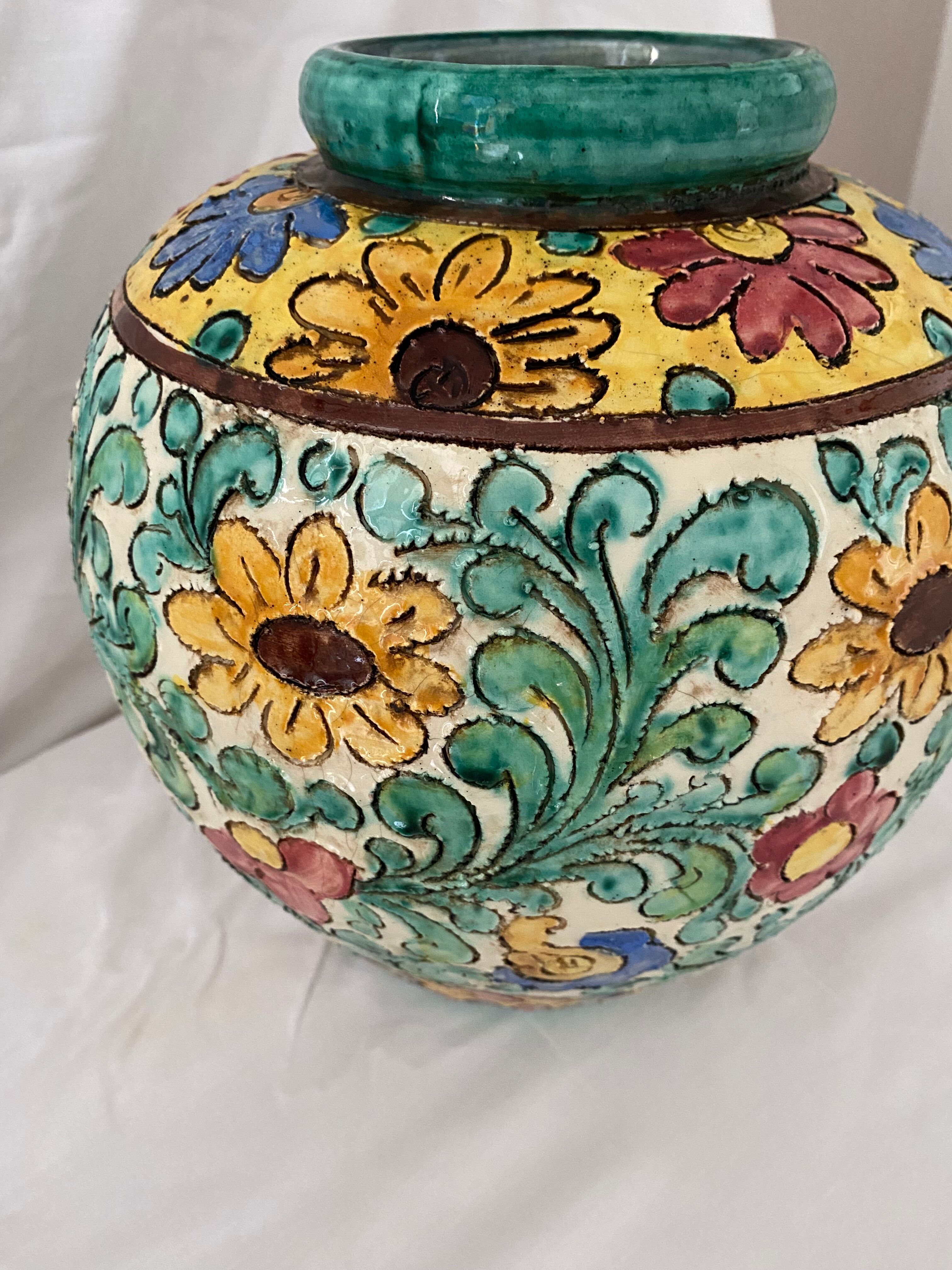 Polychrome floral vase Cerart Monaco