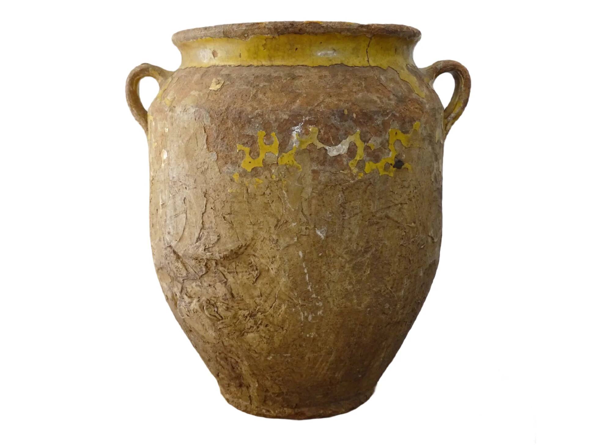 Pot à confit ancien français à glaçure jaune