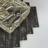 60's 70's Brutalist Wall Lamp Iron & Glass Wall Sconce