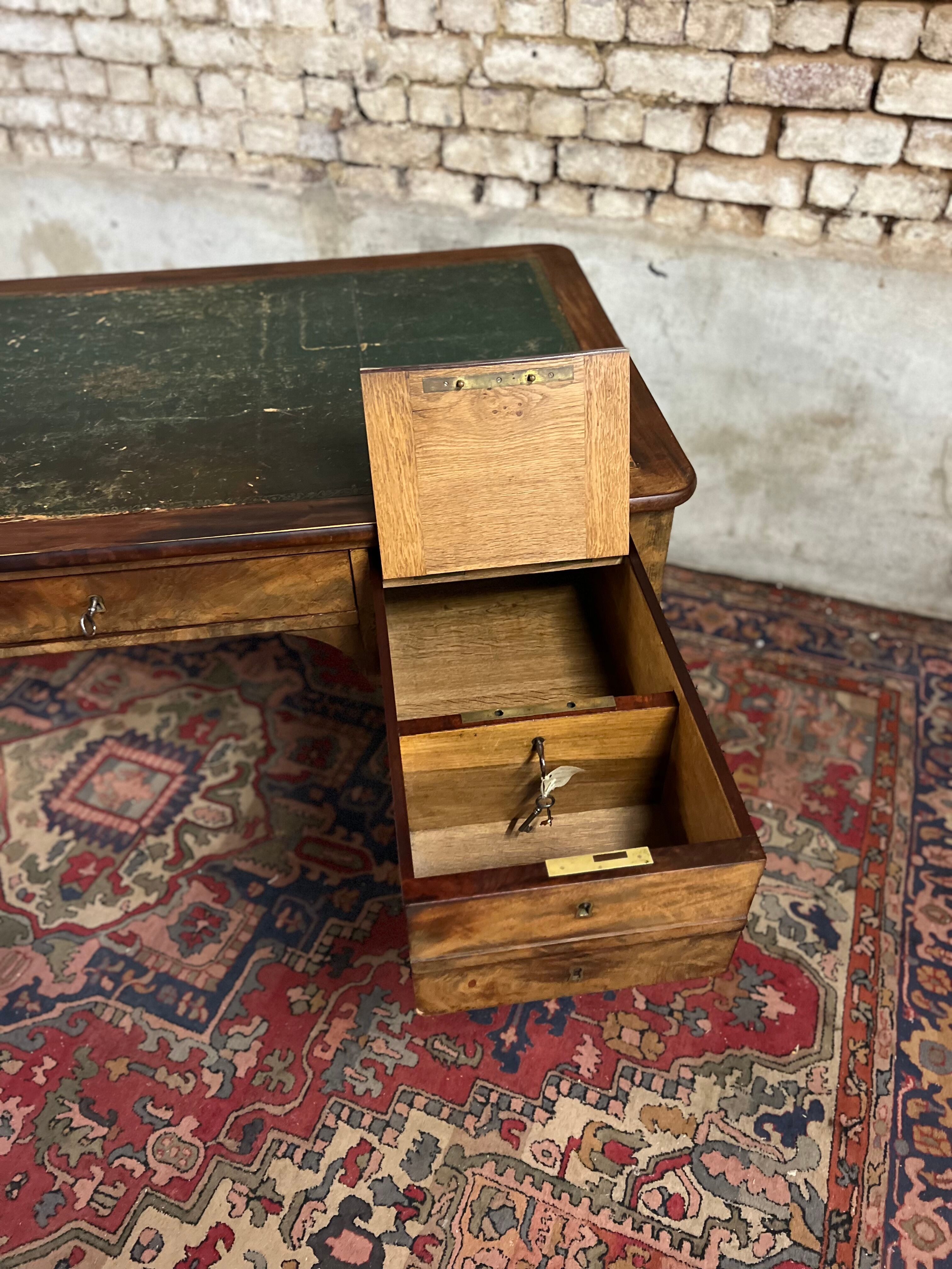 Flat mahogany desk Louis Philippe XIX century