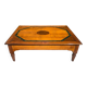 Tale basse vintage en bois massif et marqueterie de marbre