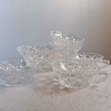 7 luminous crystal bowls, for dessert, fruit salads, vintage