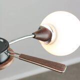 Lustre italien en chrome et opaline du milieu du siècle