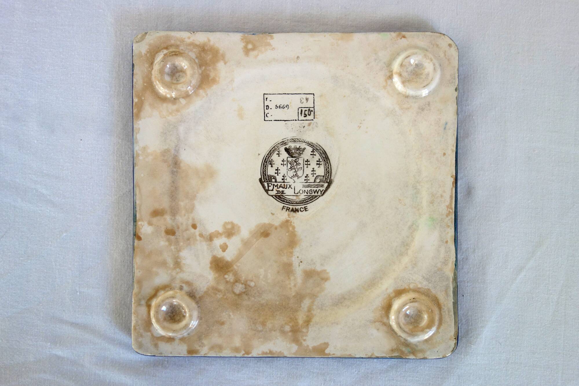 Vintage Longwy enamel trivet