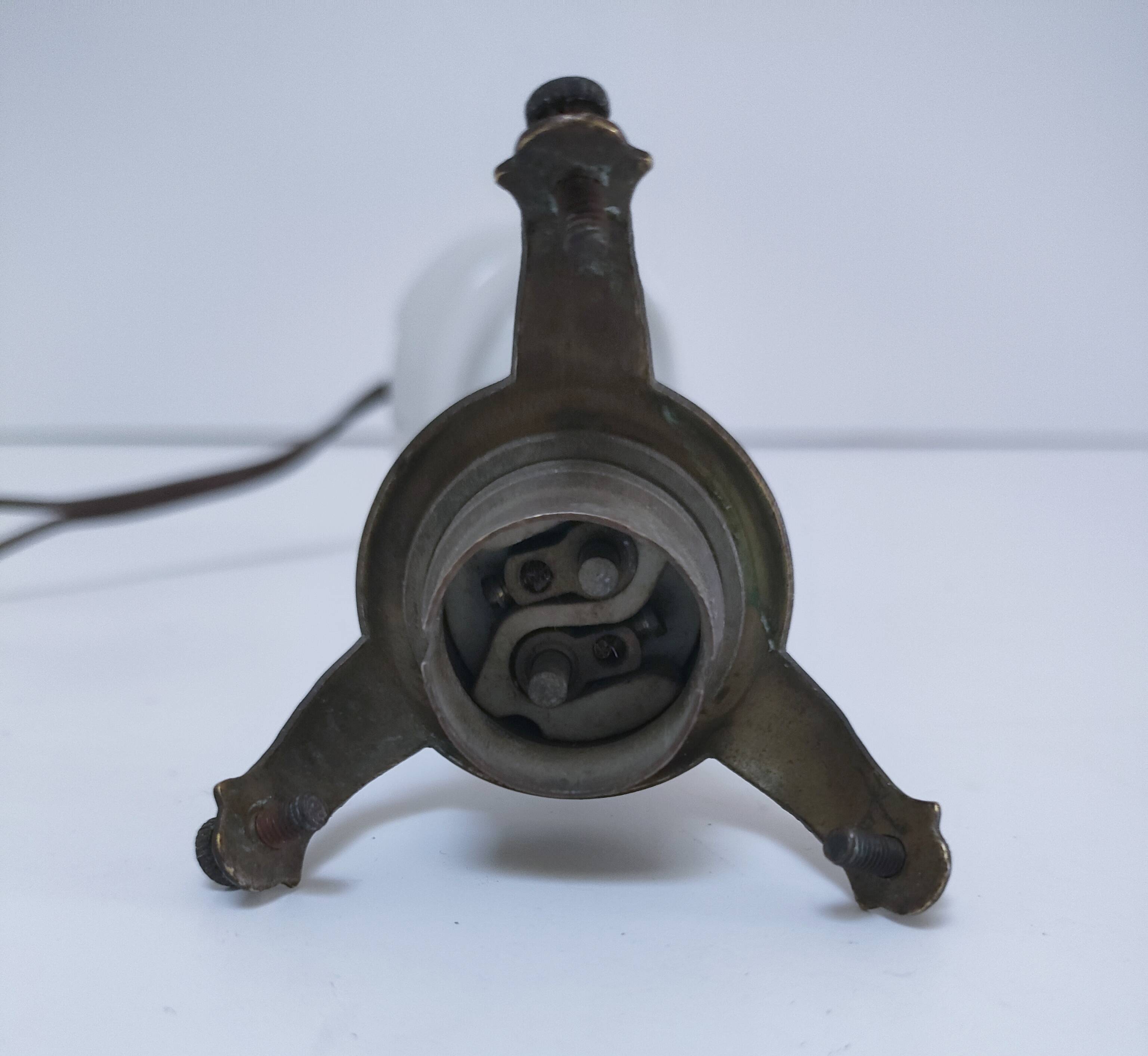 porcelain wall light brass glass holopane early 20th century