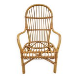 wicker armchair, bamboo wood