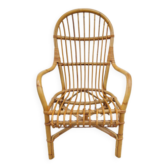 wicker armchair, bamboo wood