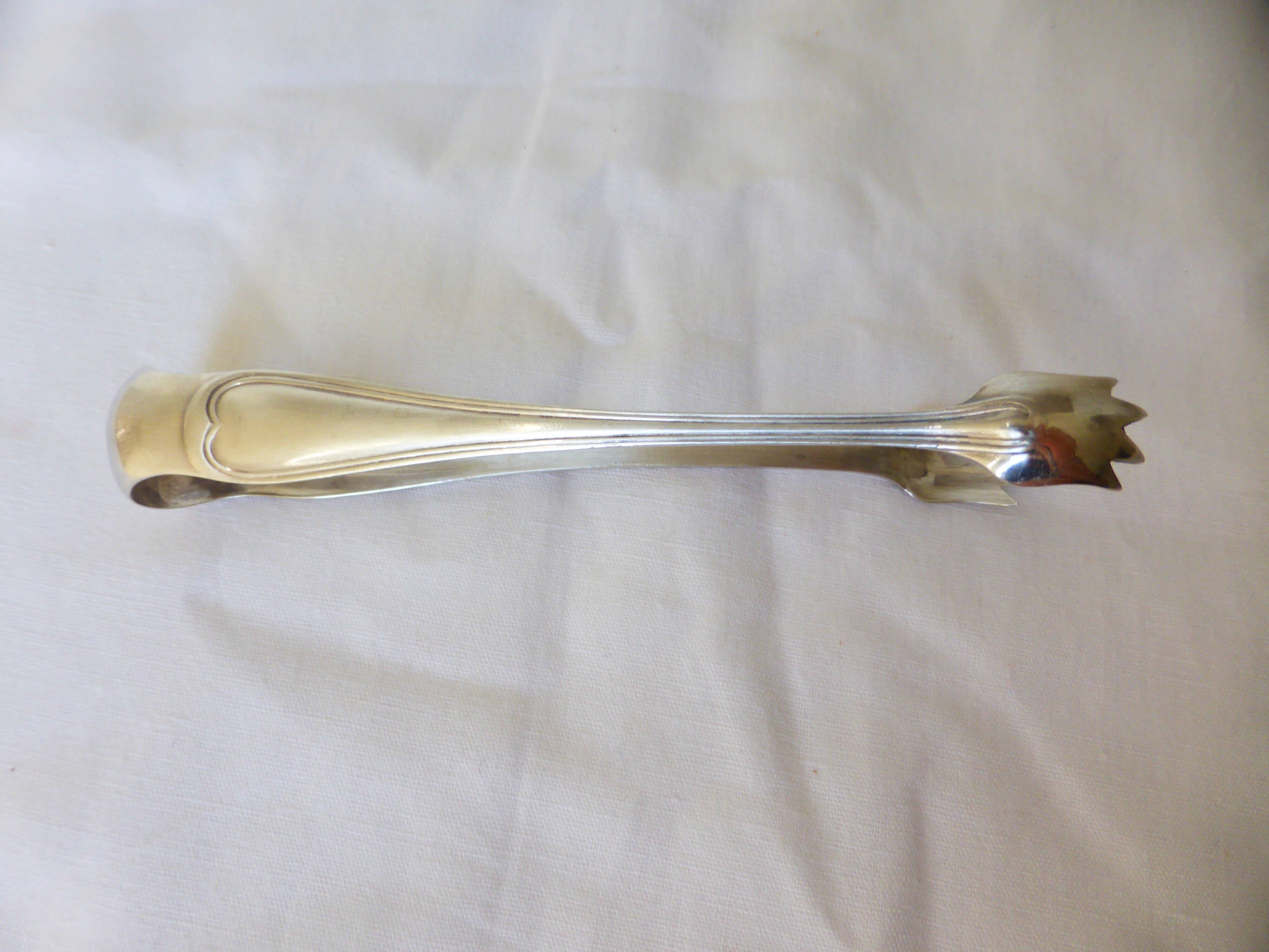 Silver-plated metal sugar tongs SFAM vintage 220671