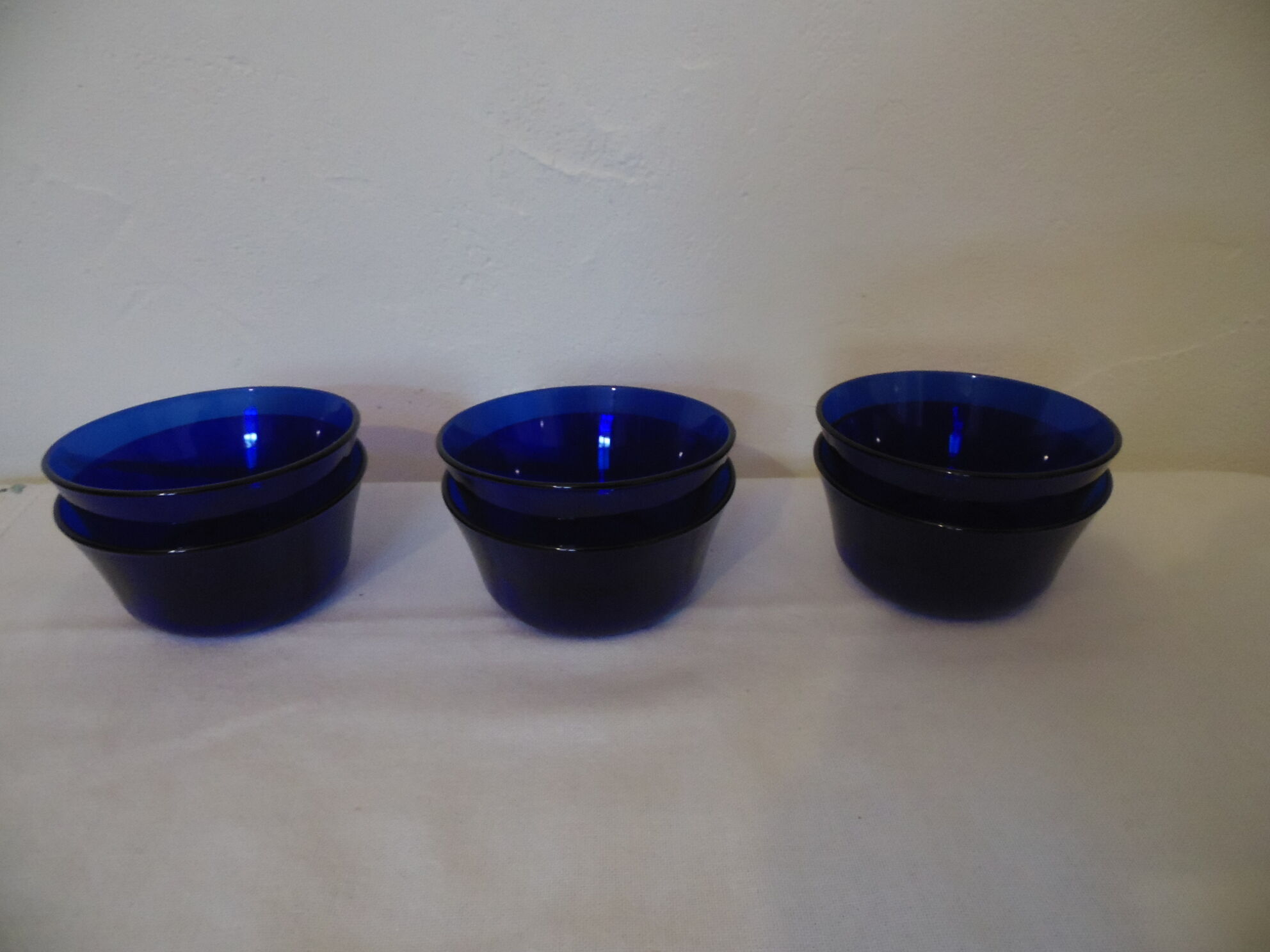 6 duralex cobalt blue glass ramekins