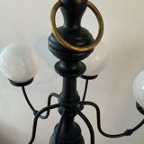 Vintage "Lamppost" in opaline and wood 6 fires