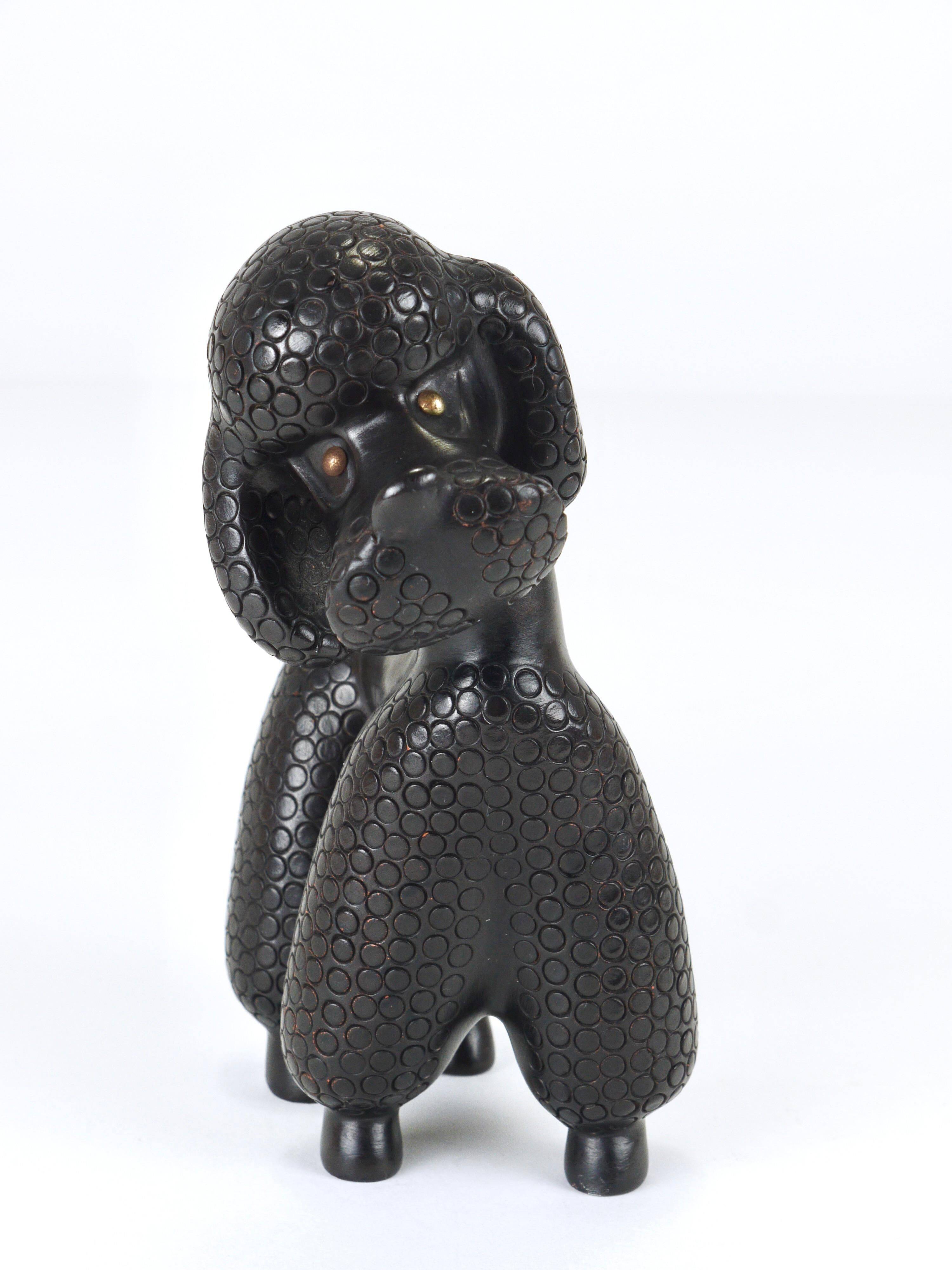 Charming Poodle Figurine Sculpture by Leopold Anzengruber, Austria, 1950s