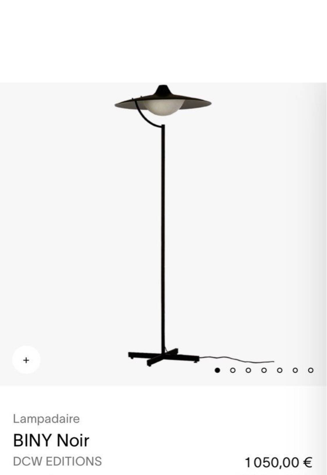 DCW Paris Biny black floor lamp, brand new and packaged.