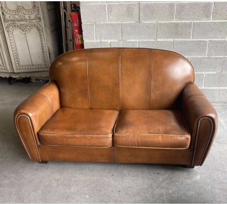 Old leather club sofa