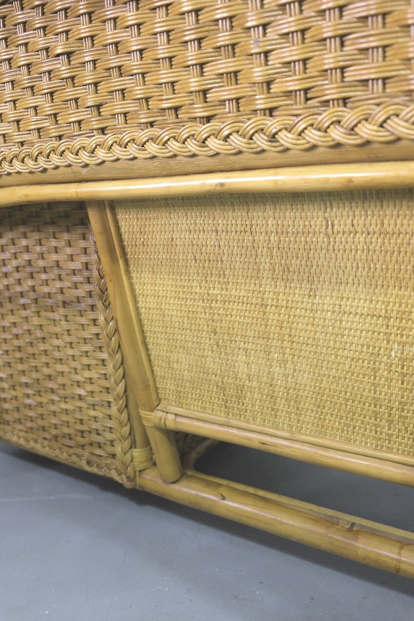 Mid-century italian bamboo, rattan and teak desk, 1960s