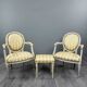 Pair of Medallion Armchairs in Louis XVI Style with Footrests, 20th Century