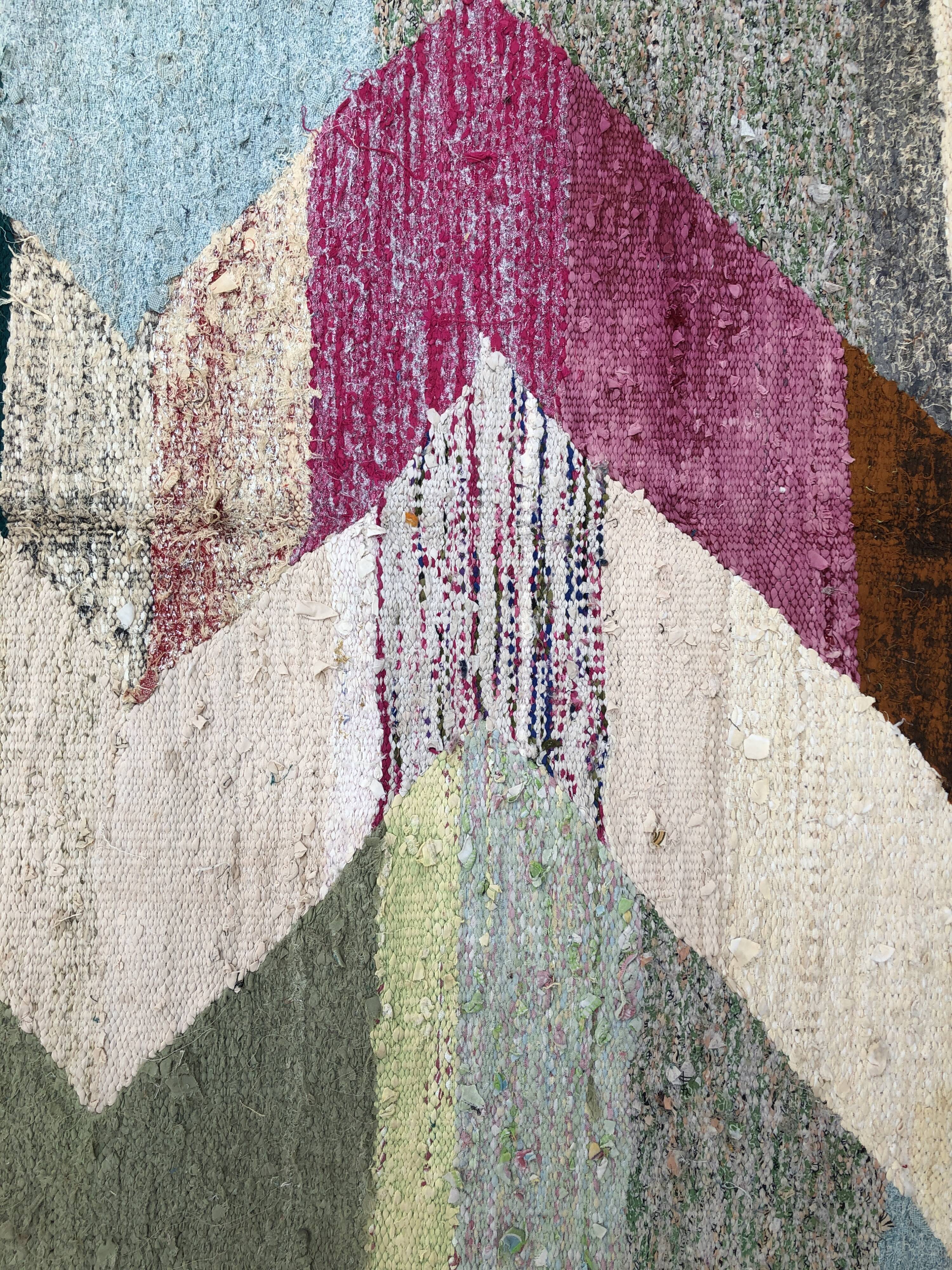 Moroccan Berber carpet Kilim Boucherouite 2, 03x1, 02m