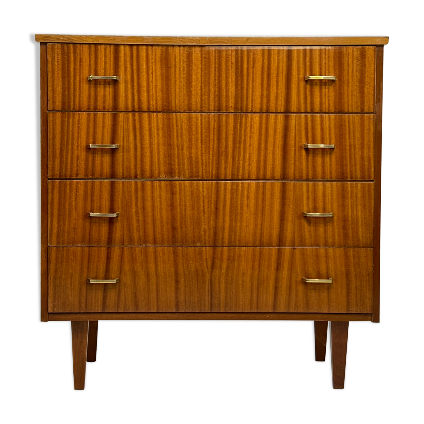Commode années 60 en bois et laiton