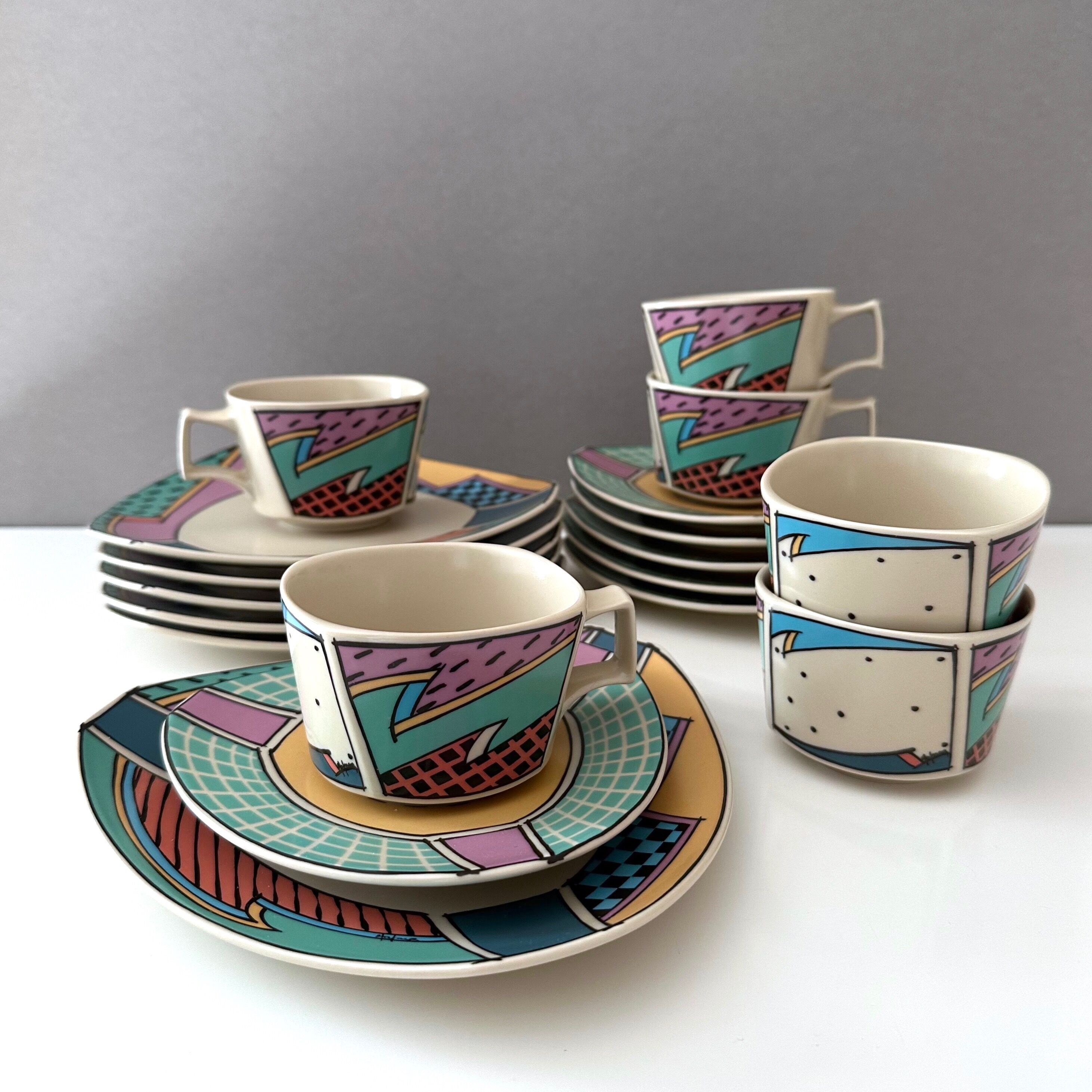 Set of 6 Rosenthal Flash One porcelain coffee sets, 80s, Dorothy