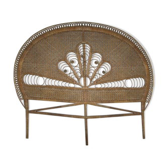 Tête de lit "Paon" en rotin vintage