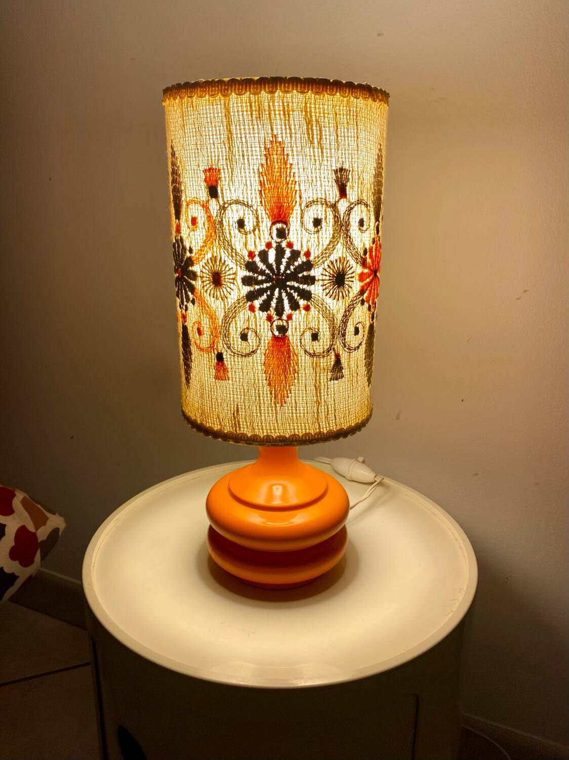 Lampe design Space age vintage années 70 original verre orange