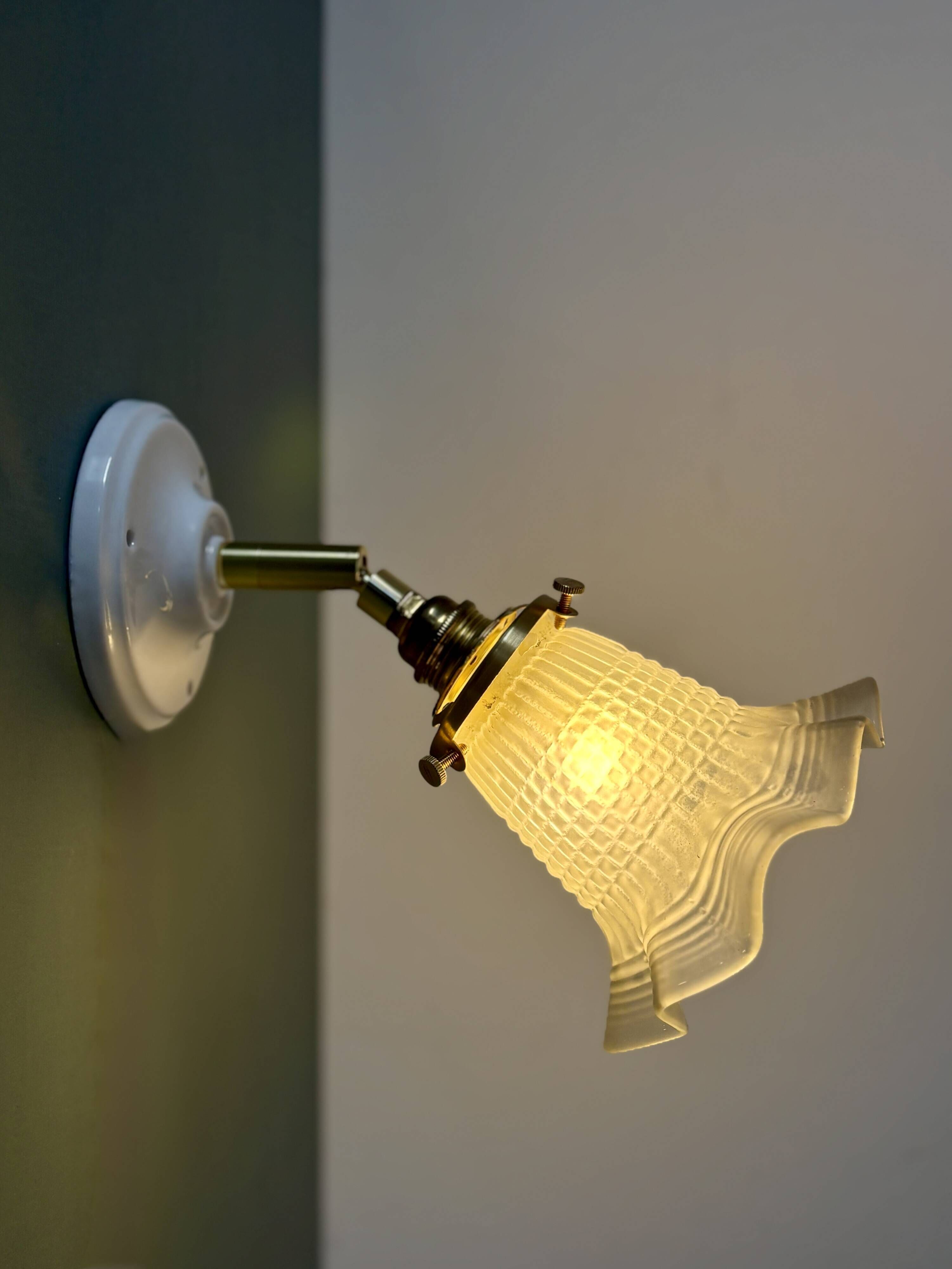 Vintage frosted glass tulip wall light