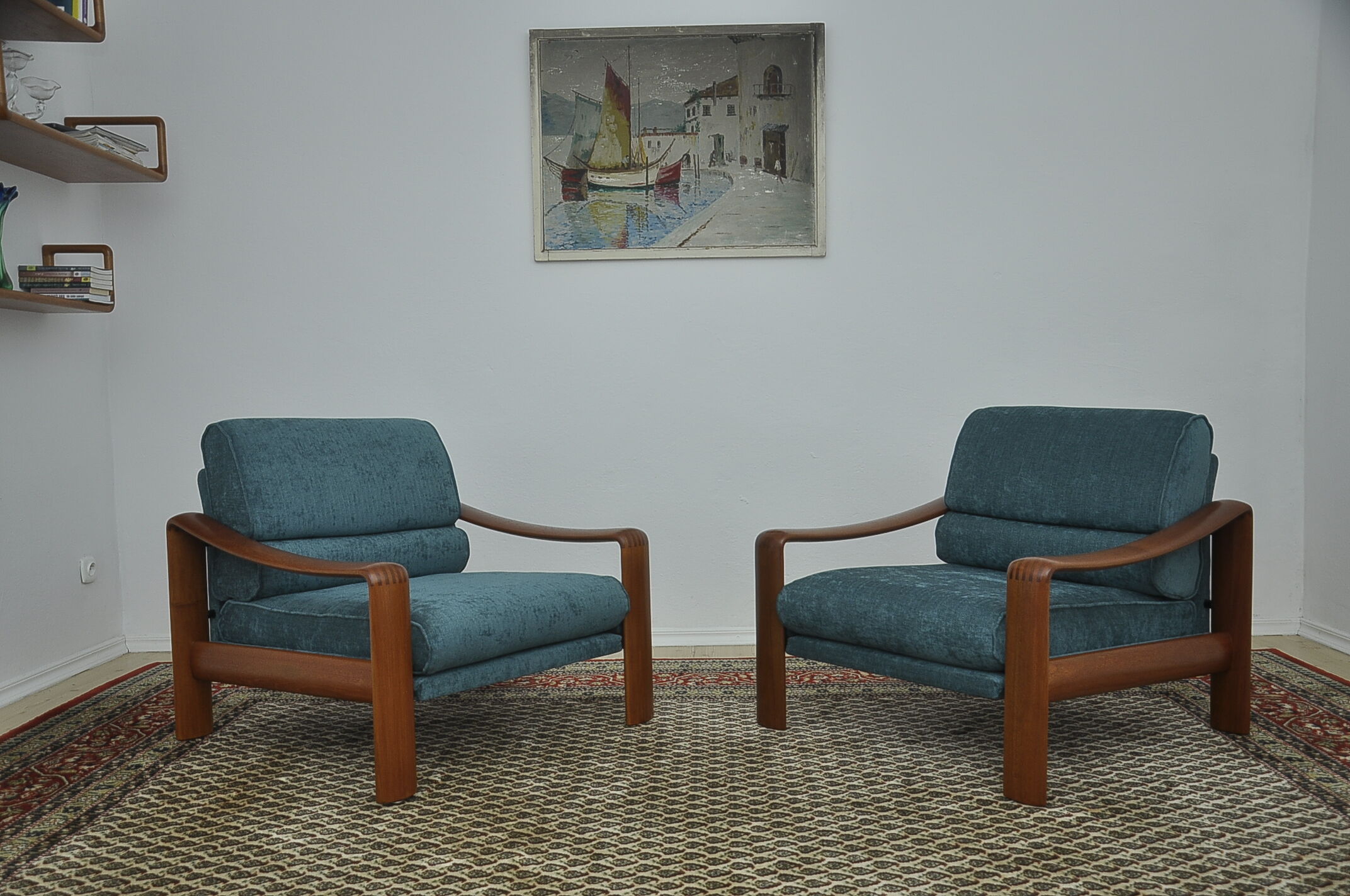 Scandinavian Teak Living Room Set, 1970s, Set of 3