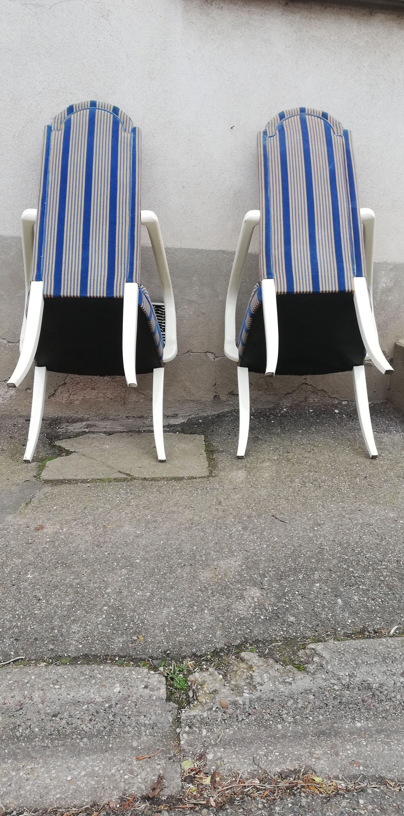 Pair of vintage armchairs blue fabric