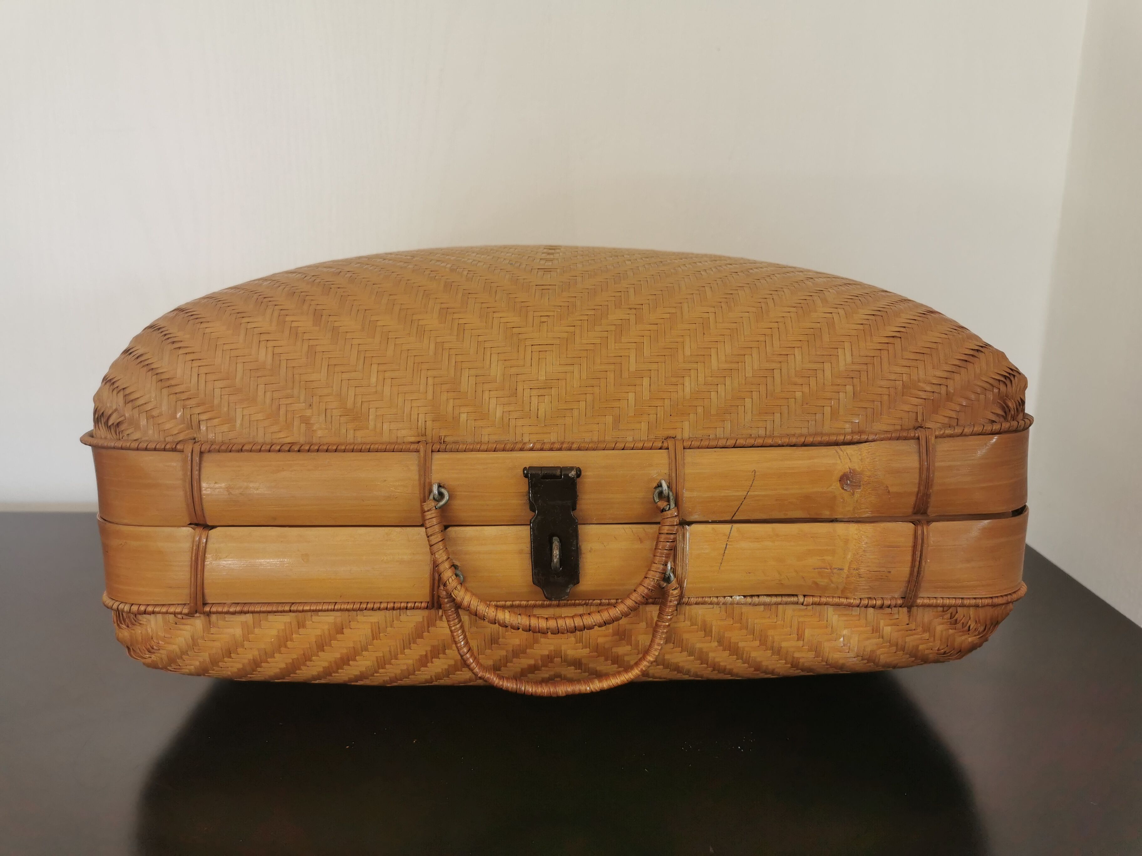 Vintage wicker suitcase
