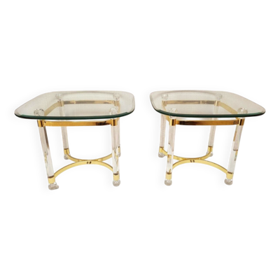 Ensemble de 2 tables d'appoint dans le style de Claude Dalle / Maison Roméo, Paris années 1970.