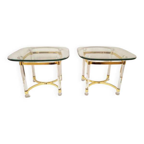 Ensemble de 2 tables d'appoint dans le style de Claude Dalle / Maison Roméo, Paris années 1970.